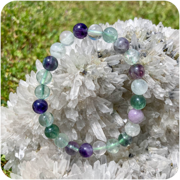 Brățară cu Fluorină Verde și Violet preț
