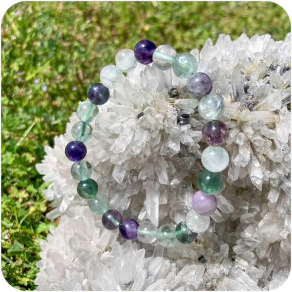 Brățară cu Fluorină Verde și Violet pentru Inteligență și Armonie - imagine 2