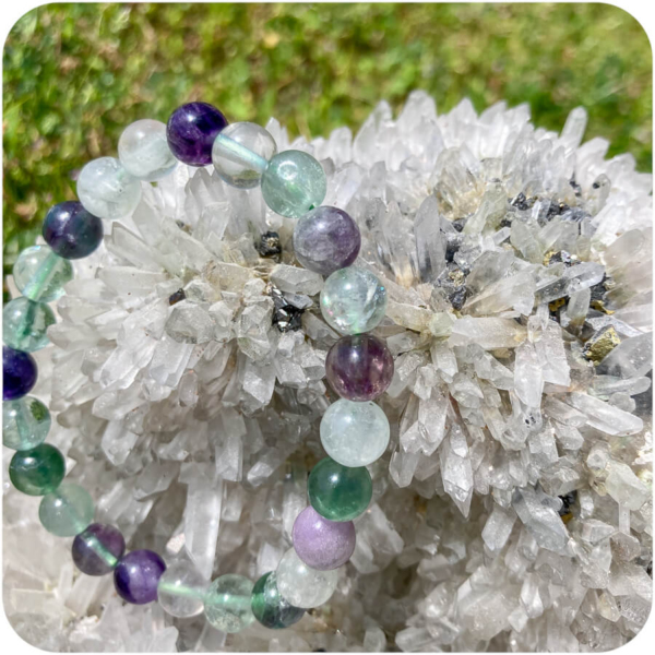 Brățară cu Fluorină Verde și Violet pentru Inteligență și Armonie - imagine 4