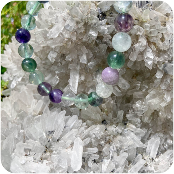 Brățară cu Fluorină Verde și Violet pentru Inteligență și Armonie - imagine 5