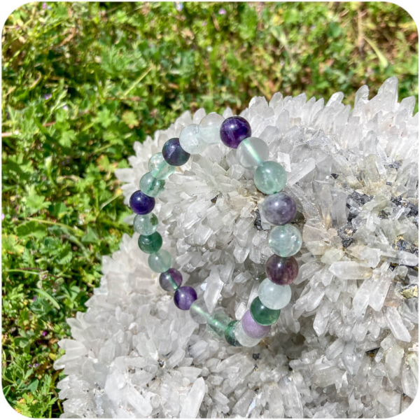 Brățară cu Fluorină Verde și Violet pentru Inteligență și Armonie - imagine 6
