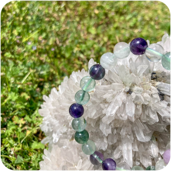 Brățară cu Fluorină Verde și Violet pentru Inteligență și Armonie - imagine 3