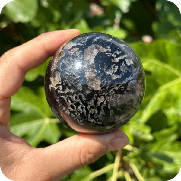 Sferă Turmalină Neagră cu Includeri pentru Protecție Energetică - imagine 8