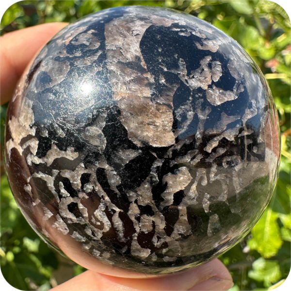 Sferă Turmalină Neagră cu Includeri pentru Protecție Energetică - imagine 7