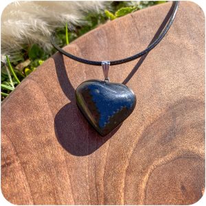 Pandantiv Inimă Obsidian Negru pentru Protecția Aurei